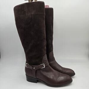 Ralph Lauren McLeod Brown Leather Suede Riding Style Boot With Bridle Size 8.5 B